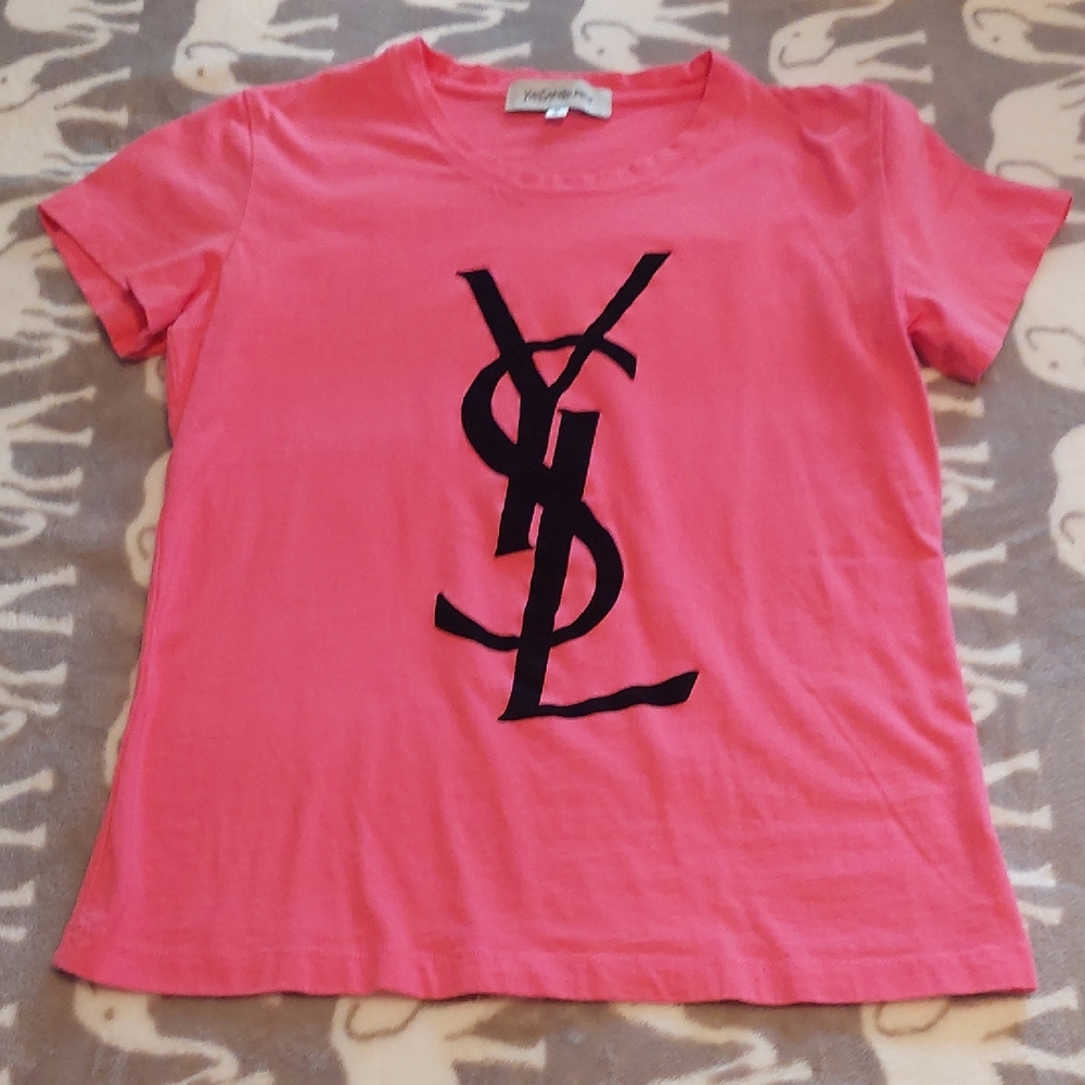 Yves Saint Laurent Pink Tee with Black Logo